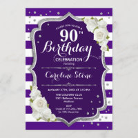 90e anniversaire - Argent violet blanc rayures Ros
