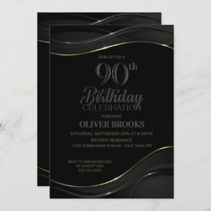 Invitation 90e anniversaire Black Grey Party