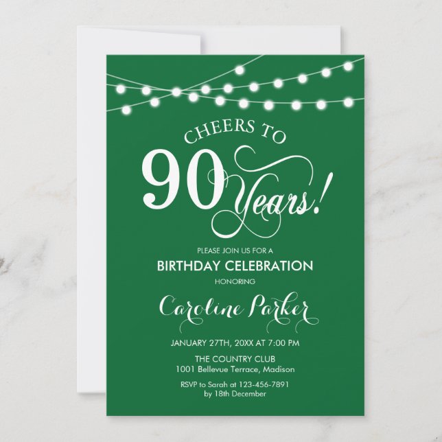 Invitation 90e anniversaire - Blanc vert (Devant)