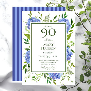 Invitation 90e anniversaire Blue Hydrangeas