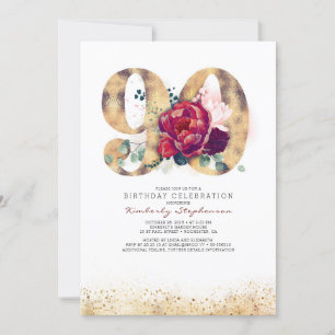 Invitation 90e anniversaire Bourgogne Parties scintillant rou
