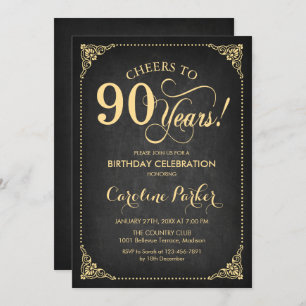 Invitation 90e anniversaire - Chalkboard Gold