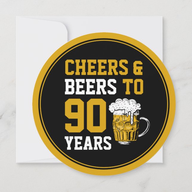 Invitation 90e anniversaire Cheers et bières à 90 ans Moderne (Dos)