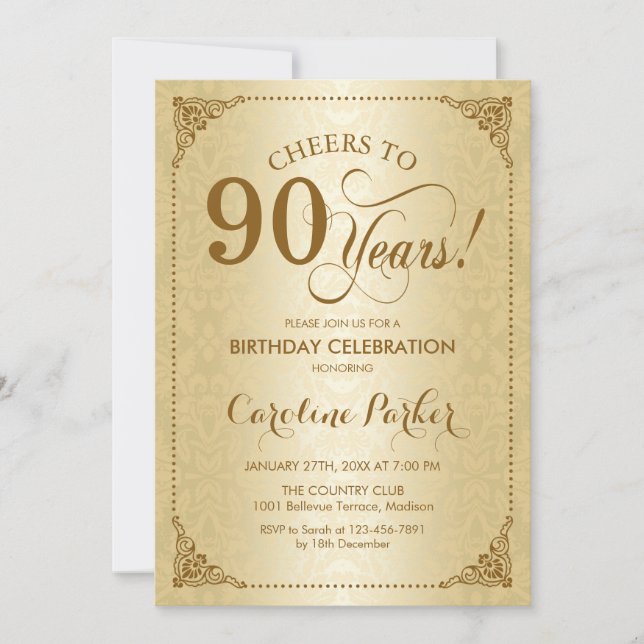 Invitation 90e anniversaire - Damas d'or (Devant)