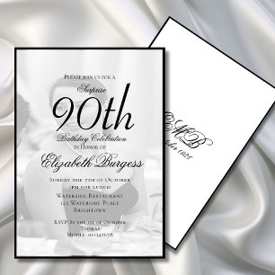 Invitation 90e anniversaire Elégant photo unique Anniversaire
