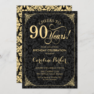 Invitation 90e anniversaire - Gold Black Damask