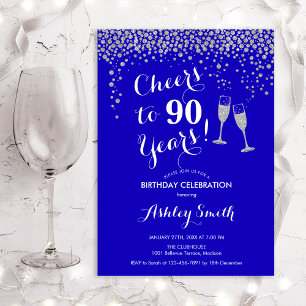 Invitation 90e Anniversaire - Joyeux À 90 Ans Royal Blue