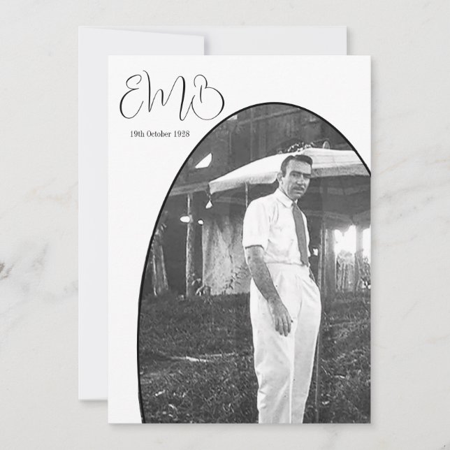 Invitation 90e anniversaire Monogramme Homme Photo Anniversai (Devant)