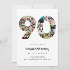 Invitation 90e anniversaire Numéro 90 Photo personnalisée Col