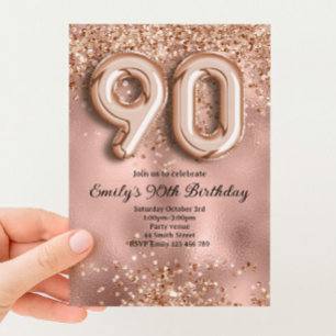 Invitation 90e Anniversaire Paillettes Rose Gold