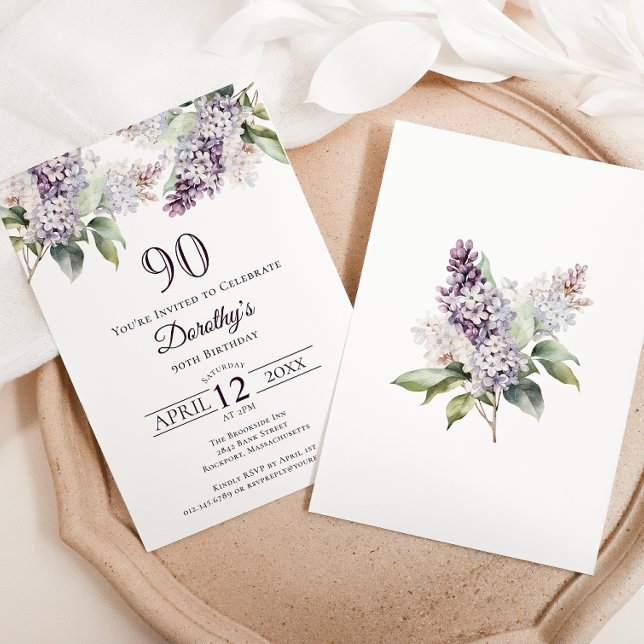 Invitation 90e anniversaire Purple Spring Fleur Lilac (Créateur téléchargé)