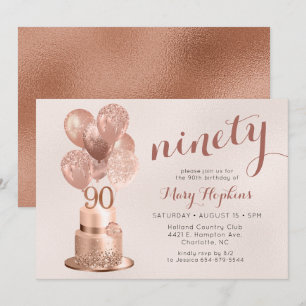 Invitation 90e anniversaire Rose Gold Cake