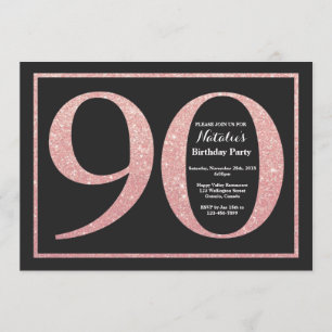 Invitation 90e anniversaire Rose Pink Gold Parties scintillan