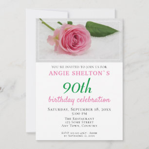 Invitation 90e anniversaire Rose Rose Flower Party