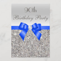 90e anniversaire Séquin d'argent Royal Blue Bow Di