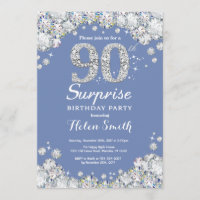 90e anniversaire surprise Diamant d'argent bleu