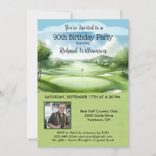 Invitation 90e Fête d'anniversaire Homme Photo Golf