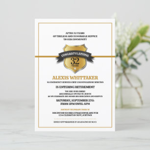Invitation 911 Dispatch Thin Gold Line Retraite Party