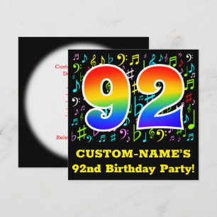 Invitation 92e fête d'anniversaire : Symboles de musique amus