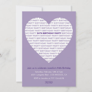 invitation 94e anniversaire typographie xoxo