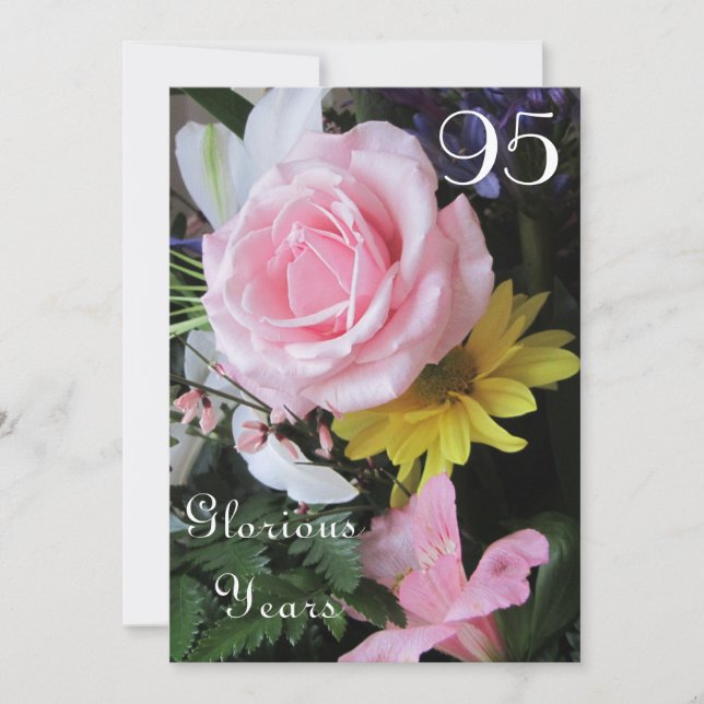 Invitation 95e anniversaire Bouquet de rose (Devant)