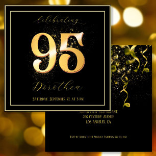 Invitation 95e Anniversaire classique élégant Gold Back avant
