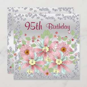 Invitation 95e anniversaire Floral Display & Diamonds