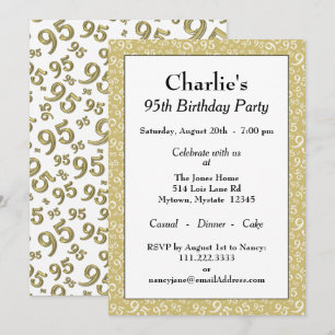 Invitation 95e anniversaire Random Number Motif Gold/White