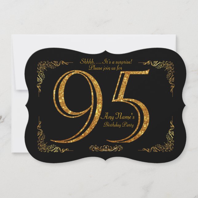Invitation 95ème, fête d'anniversaire 95ème, grand Gatsby, no (Devant)