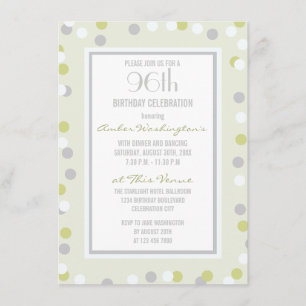 Invitation 96e Pois vert et gris et Chevron