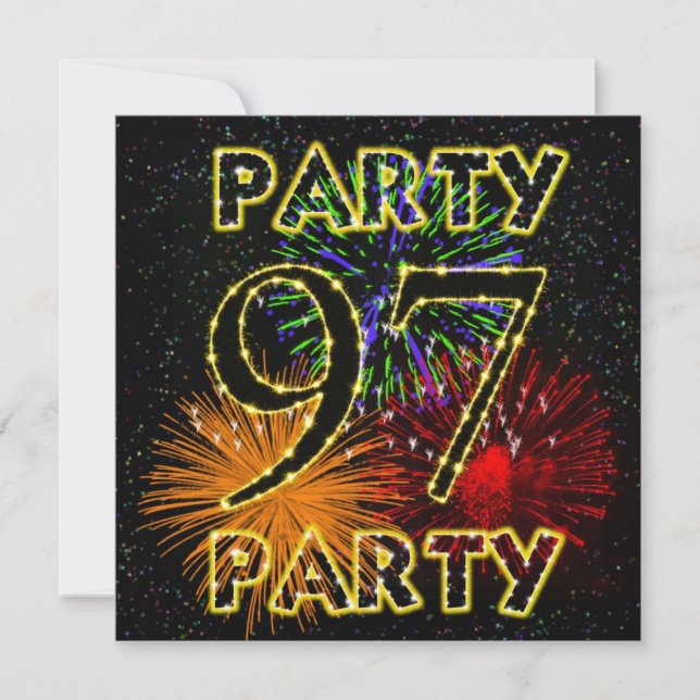 Invitation 97e anniversaire avec feu d'artifice (Devant)