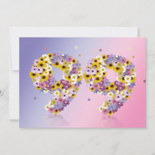 Invitation 99e anniversaire, avec des lettres fleuries