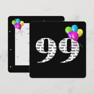 Invitation 99e fête d'anniversaire avec bouquet de ballons