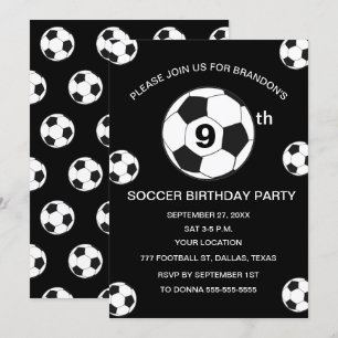 Invitation 9e Anniversaire Fête Football Black Boys Sports