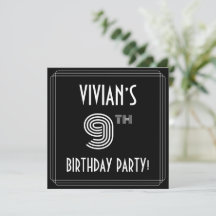 9e fête d'anniversaire : Style Art Déco avec nom p