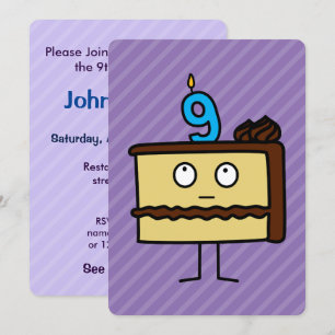 Invitation 9e gâteau d'anniversaire avec bougies