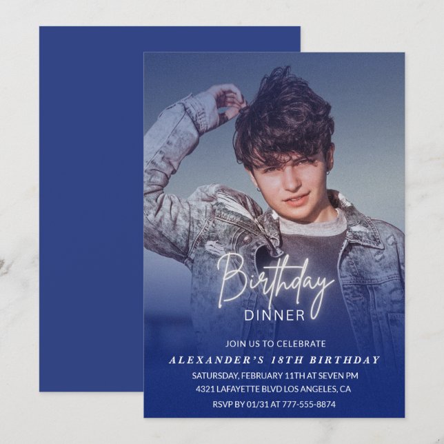 Invitation à 18e anniversaire Anniversaire Dîner P (Devant / Derrière)