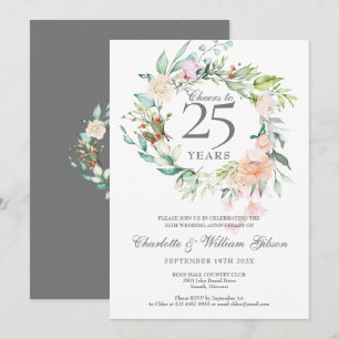 Invitation À 25 ans de mariage, roses de jubilé d'argent