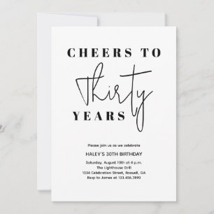Invitation À 30 ans, félicitations - Élégant Minimaliste