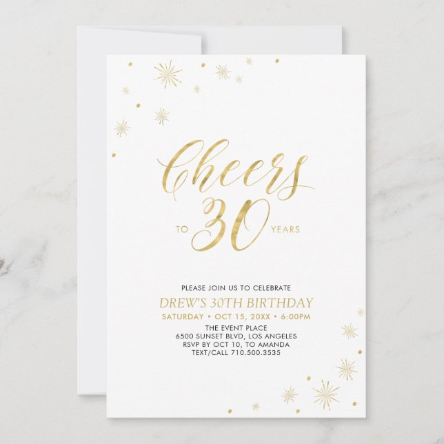 Invitation À 30 | Gold Modern 30th Birthday Party (Devant)