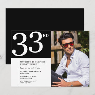 Invitation à 33e anniversaire Photo Black White Me