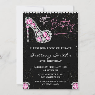 Invitation à 40e anniversaire Diamond Glam Pink Si