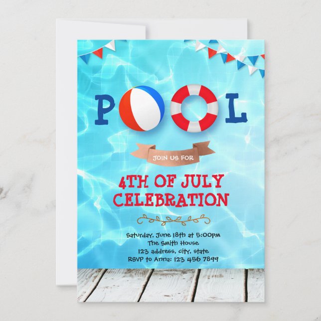 invitation à 4 juillet piscine (Devant)