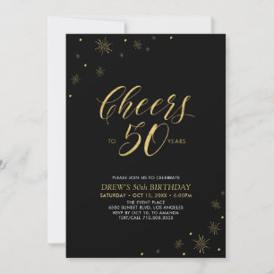 Invitation À 50   Gold & Black 50th Birthday Party