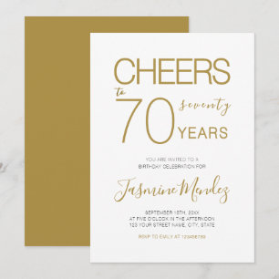 Invitation À 70 ans Élégant Or Blanc Anniversaire 