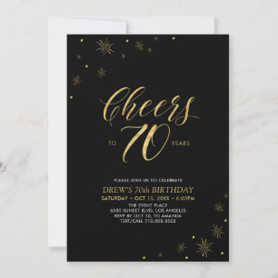 Invitation À 70   Gold & Black 70th Birthday Party