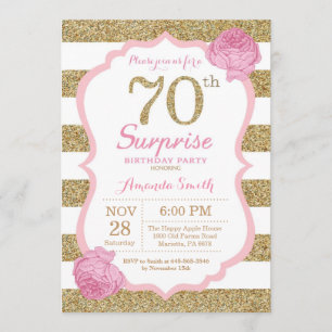 Invitation à 70e anniversaire de Pink and Gold Sur
