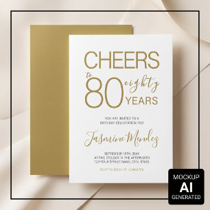 Invitation À 80 ans Élégant Or Blanc Anniversaire 