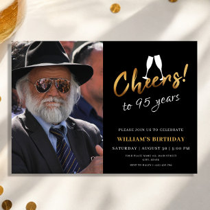 Invitation À 95 Ans d'Histoire Photo d'Anniversaire Adulte Or