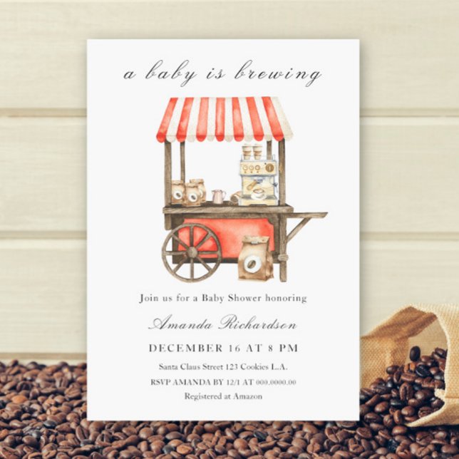 Invitation A Baby Is Brewing Coffee Cart Baby Shower (Créateur téléchargé)